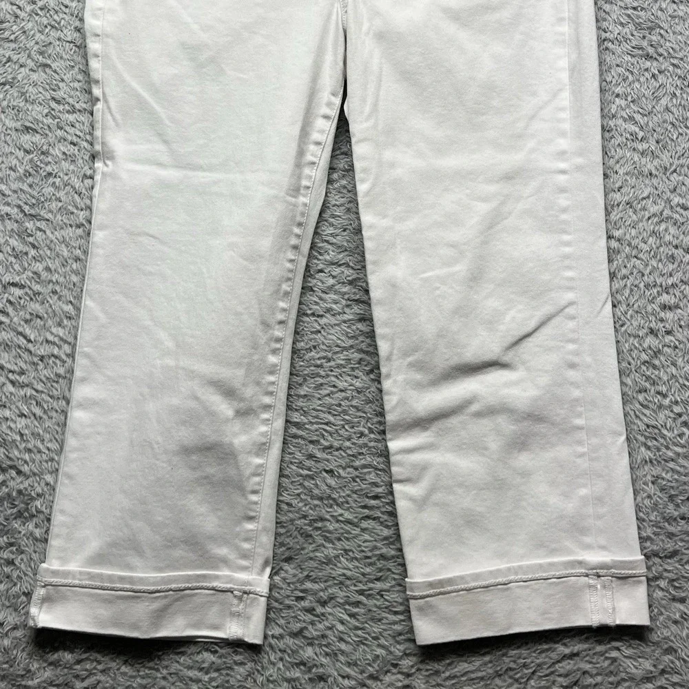 NYDJ Jeans Womens 8 White Marilyn Straight Crop‎ Lift Tuck Technology Coastal